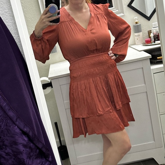 Current air small boho chic long sleeve dress rare ginger salmon color - Picture 1 of 10